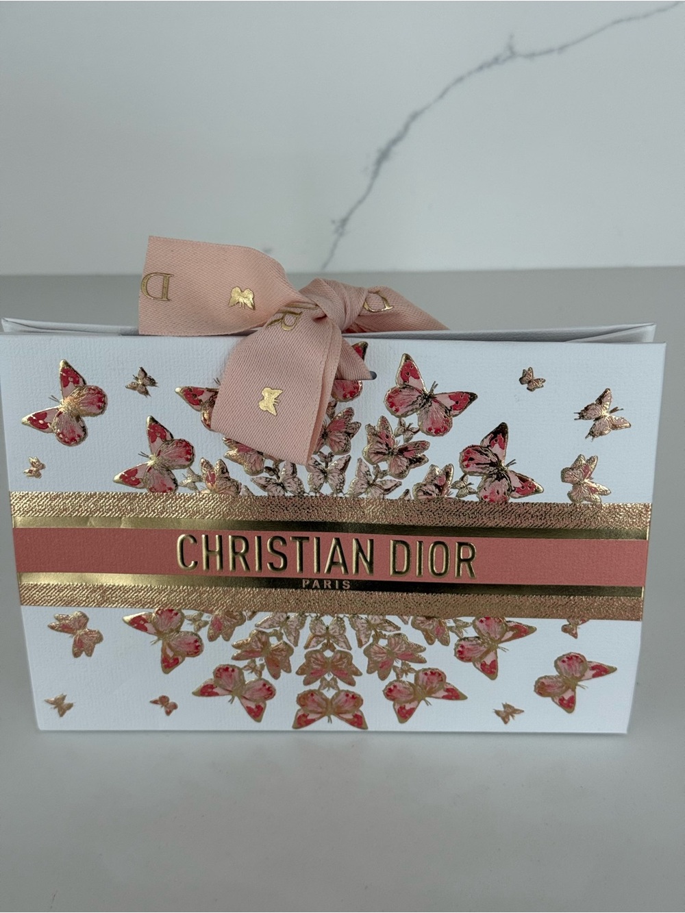 Dior Pink Butterfly Gift Bag with Ribbon 🦋💕🩷